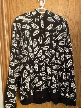 Nike All-Over Black & White Swoosh Hoodie